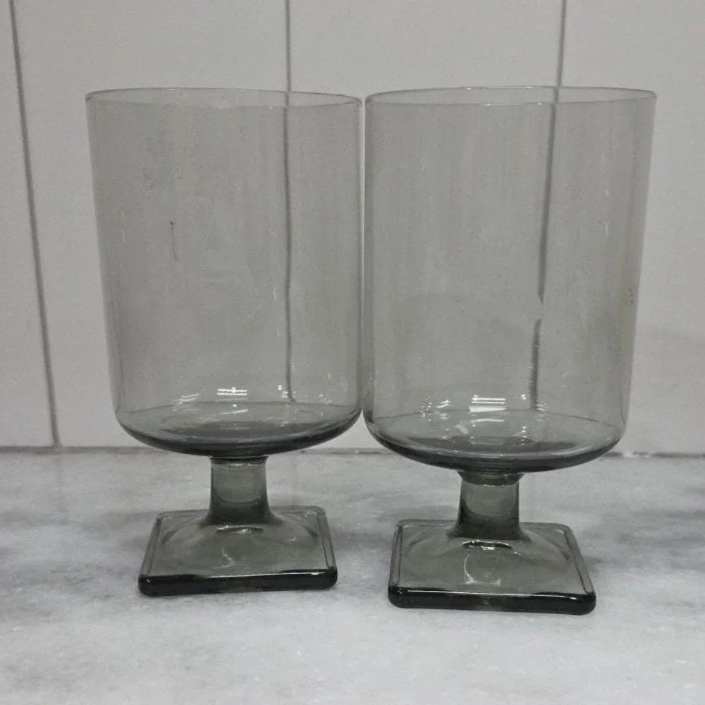 Federal Glass Nordic Midnight Juice Glasses, Set of 2, Square Base, 